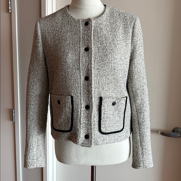rag & bone Jackets & Blazers - Rag & Bone Cannon Tweed Snap Front Jacket Ivory Black Bouclé Style Size 0